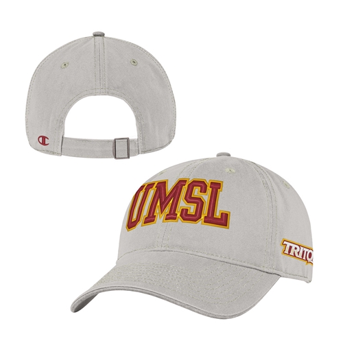 Cream Champion® Relaxed Twill Cap Front UMSL Side Tritons 3D Embroidery