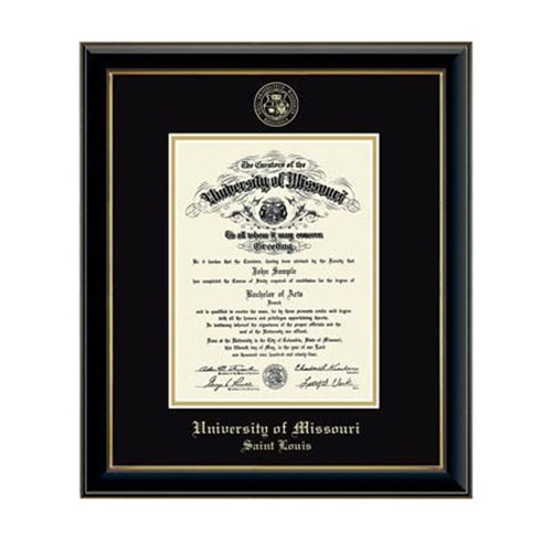University of Missouri Saint Louis Official Seal Onyx Gold Diploma Frame