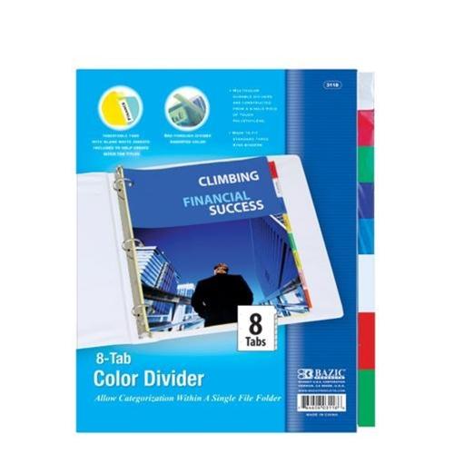 3-Ring Binder Dividers with 8 Insertable Color Tabs