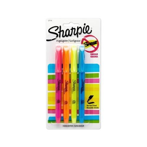 4 Pack Assorted Colors Pocket-Style Sharpie Highlighters