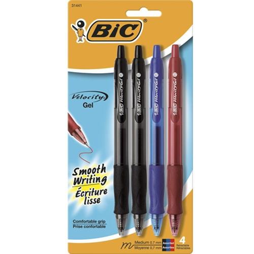 Bic Velocity Gel Retractable Pen Set of 4