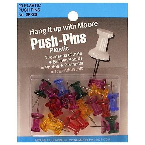 Assorted Color Head Push Pins Set of 20
