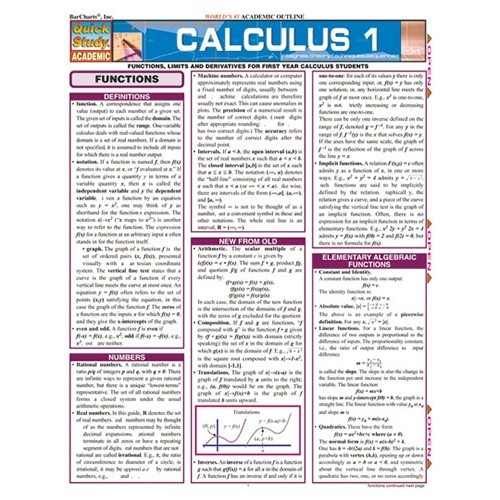 Calculus 1 Quick Reference Guide