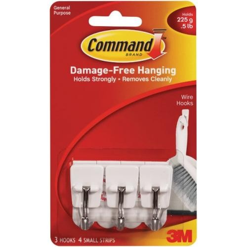 Command 3M White Adhesive Hooks 3 Pack White
