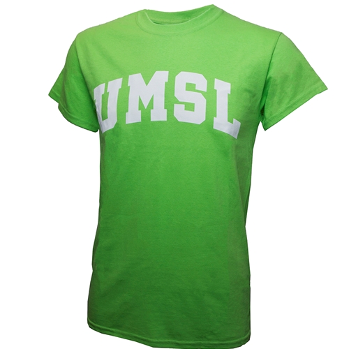 UMSL Block Letter Lime Green Crew Neck T-Shirt