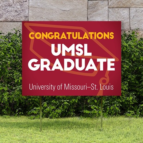 UMSL Graduate Congratulations University of Missouri St Louis Cap Outline Red Lawn Sign