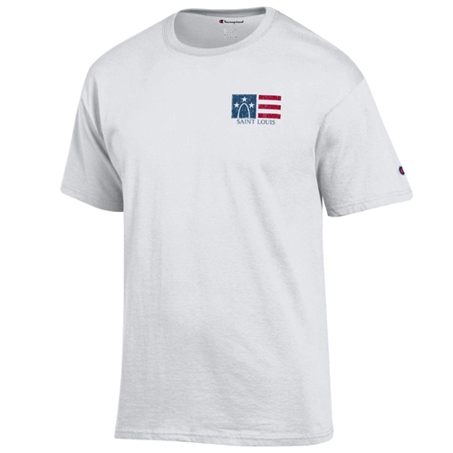 White Champion® UMSL American Flag Tee