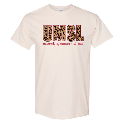 UMSL University of Missouri St Louis Leopard Print Tan T-Shirt