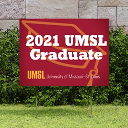 UMSL 2021 Graduate University of Missouri St Louis Cap Outline Red Lawn Sign