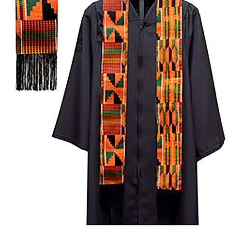 Kente Orange Long Stole with Fringe Kente Orange Long Stole with Fringe